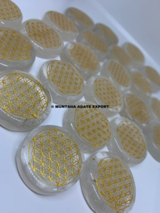 MUNTAHA AGATE Premium Feng Shui Style Clear Quartz Pocket Crystal Religious Style Carved Mascot <b>Engraved</b> Spiritual Enhancement - Product Image 3