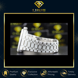 Reloj de banda de diamante de moissanita de acero inoxidable Unisex VVS resistente al agua de cuarzo automático de mayor venta a granel - Product Image 6