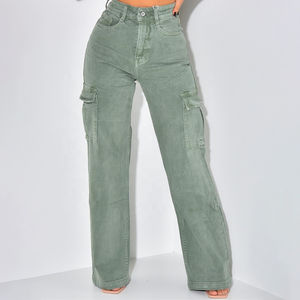 Pantalon en jean délavé unique pour femme, coupe régulière, taille mi-haute, vente chaude d'hiver, en coton, taille plus, style à devant plat - Product Image 5