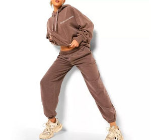 OEM personalizado de alta calidad de algodón polar Jogging Suit 2 piezas Set logotipo personalizado de peso pesado Chándal Diseño para las mujeres Nueva llegada - Product Image 5