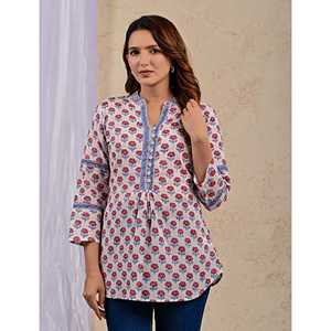 Blusa Elegante Blanca de Algodón Butti para Mujer con Estampado Floral, Logotipo Bordado, Botones Frontales y Decoración de Encaje - Disponible en Talla XL - Product Image 3