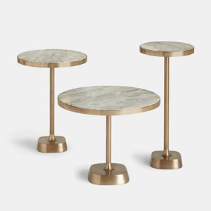 Mesa Auxiliar de Doble Disco en Oro Pulido con un Toque Ultra Moderno y Minimalista para Decoración de Hogar de Lujo - Product Image 1