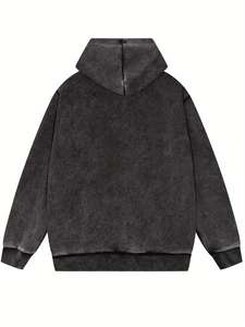 Personalizado en blanco para hombre de gran tamaño pesado 100% algodón ácido lavado pulóver sudadera negro Vintage sudaderas con capucha hombre - Product Image 2