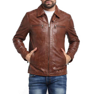Meilleure vente Veste en cuir imperméable pour hommes Veste d'hiver en cuir à la mode coupe ajustée pour hommes - Product Image 1