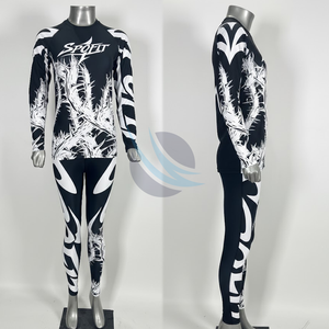 Female 2 Piece Rash Guard Custom Logos Sublimation Printing <b>Leggings</b> Short Rash Guard Set Long Sleeve <b>Swim</b> Tee & <b>Leggings</b> Sets - Product Image 1