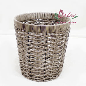 Artex Dong Thap Panier de rangement rond écologique en poly rotin tissé multifonctionnel pour la cuisine et la décoration intérieure - Product Image 1