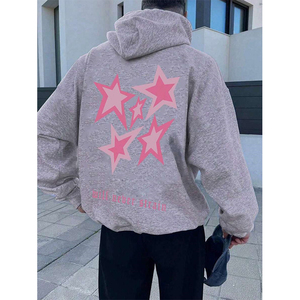 Sudadera con Capucha de Alta Calidad, Estampado de Letras y Estrellas, Estilo Holgado, Informal, para Hombre - Product Image 2