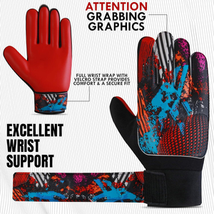 Gants de gardien de but de football professionnels de nouvelle conception, en cuir respirant, protection des doigts, fermeture à boucle et crochet pour enfants et adultes - Product Image 6