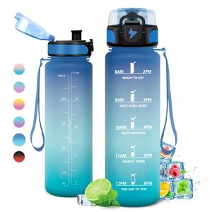 Bouteille d'eau en PC personnalisable avec logo dégradé de couleur, sangle de transport, anti-fuite, légère, design motivant pour une utilisation en extérieur - Product Image 1