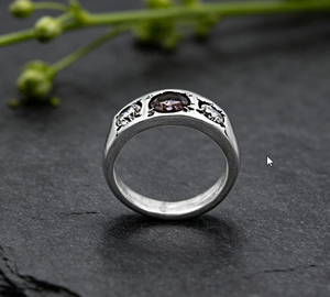Art Palace 925 Silver Garnet Gemstone <b>Ring</b> Prong Setting Classic Style Unisex Everyday Wear - Product Image 2