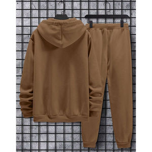 Venta directa de fábrica, chándales de invierno cómodos y pesados de algodón 100%, nuevos conjuntos de pantalla transpirables de secado rápido con capucha sólidos modernos - Product Image 4