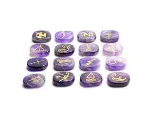 Ensemble de 16 pierres de Karuna en forme de paume, améthyste naturelle, cristal de guérison, pierre précieuse de Reiki, ensemble de Karuna en gros - Product Image 1