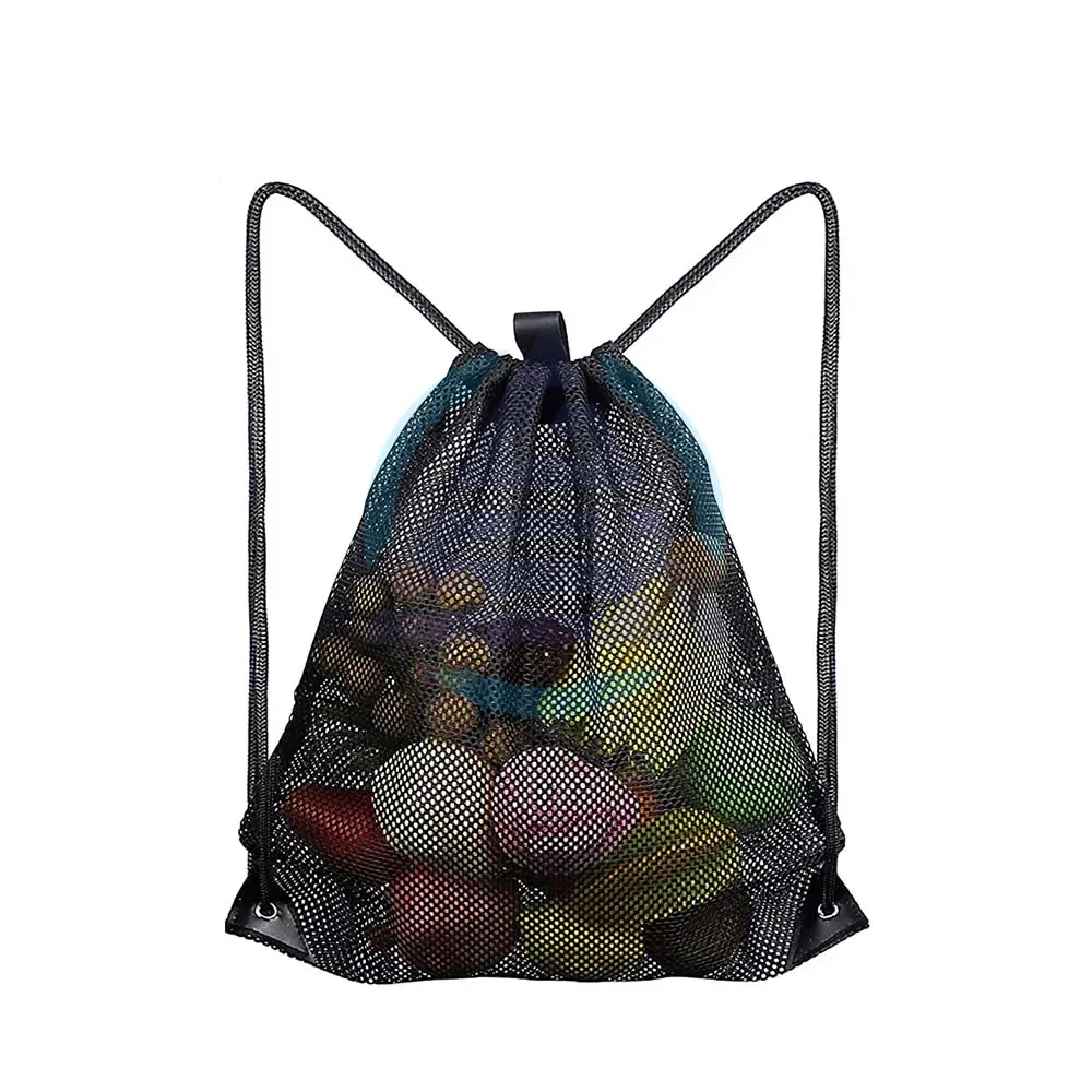 Portable supermarché fruits et légumes cordon sangle poche plage tissu maille sac de rangement tissu sale tirer corde poche arrière