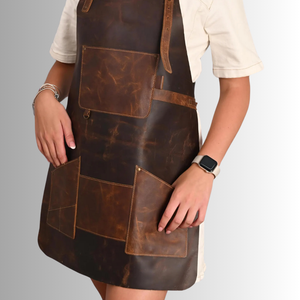 ผ้ากันเปื้อนหนังแท้พรีเมี่ยมสำหรับผู้หญิงสำหรับงานหนักงานทำจากหนังวัวปรับขนาดสีได้เลือกโลโก้ได้ตามต้องการตัวเลือกเชฟบาร์บีคิว - Product Image 2