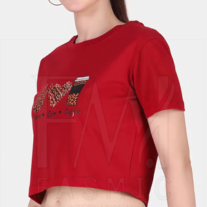 เสื้อยืดครอปพิมพ์ลายพื้นผ้าฝ้าย100% ระบายอากาศได้ดีเสื้อยืดครอปพิมพ์ลายโลโก้สกรีนได้ตามต้องการ - Product Image 1