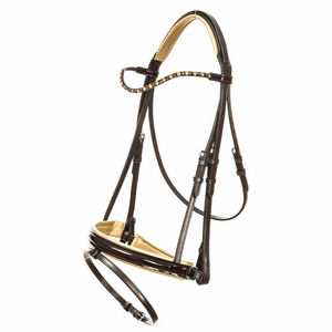 Brida de snaffle de cuero acolchado ecuestre con banda para la nariz Flash y accesorios de acero inoxidable Productos para caballos con banda para la frente - Product Image 2