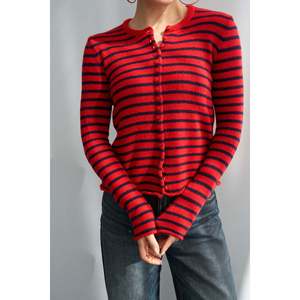 Red-<b>Navy</b> Thin Striped <b>Cardigan</b> - Product Image 1