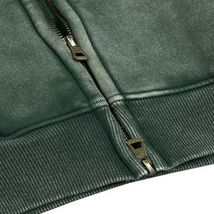 2025 nouveaux hommes à manches longues lavé à l'acide Zip polaire décontracté Streetwear 100% coton avec hiver et imprimé Logo à capuche pour unisexe - Product Image 4