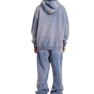 Custom Acid Wash Baggy Drawstring Tracksuits Pullover Hoodie Jogging Suit Distressed Sweatsuit <b>Sweatpants</b> <b>Sets</b> Plus Size Winter - Product Image 2