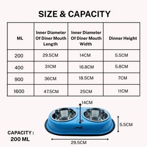 Heavy Quantity Supplied 1600ml Feeder Double Diner Stainless Steel <b>Dog</b> and Cat <b>Feeding</b> Bowl Set Pet Bowl Anti Slip <b>Mat</b> - Product Image 4