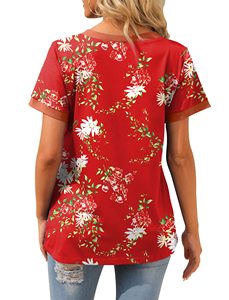 100% Poly Sublimation V-Neck T-Shirts pour femmes Ladies' Brand Plain Plus Size Blouses et chemises - Product Image 6
