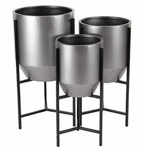 Jardinières d'extérieur en métal de couleur gris antique rondes de différentes tailles dernière jardinière de décoration avec support en fer noir à bas prix - Product Image 6