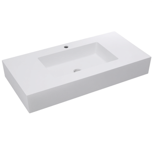 Lavabo Moderno in Resina Bianca Opaca 100 cm con Foro per Rubinetto di Koricini - Product Image 2