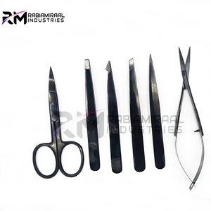 RMI Instruments de beauté les plus populaires Meilleur produit Pince à sourcils noire à 4 points en acier inoxydable avec cuticules et ciseaux à ressort - Product Image 3