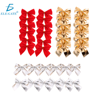 Confezione da 12 fiocchi natalizi con finitura metallizzata - Rosso Argento Oro per ghirlande e decorazioni - Product Image 6