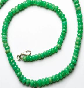 Collar de plata de súper calidad con cuentas de piedras preciosas de crisoprasa Natural chapadas en oro Rondelle verde brillante facetado para regalo - Product Image 2