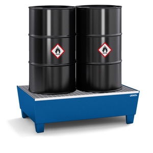 Bac de rétention en acier pour 2 fûts de 200 litres, 1236 x 815 x 355 mm, avec grille - Product Image 4