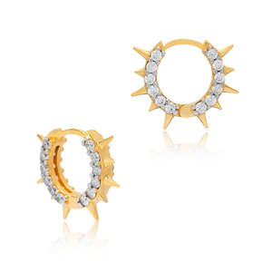 Pendientes de aro con diseño de espiga de piedra de circón transparente, 14mm, hechos a mano, turcos, joyería de plata de ley 925, venta al por mayor - Product Image 3