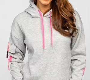 Sudadera con capucha y pantalones deportivos de punto para mujer, cuello alto, logo frontal, manga larga, informal, para fitness, invierno - Product Image 4