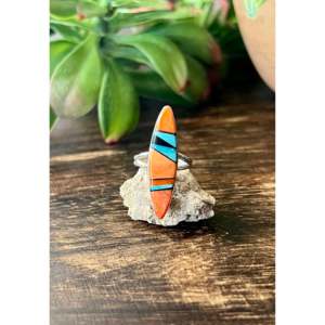 Anillo Artesanal Navajo, Coleccionable, con Incrustaciones de Piedras Variadas y Plata de Ley, Talla 5.25 - Product Image 1
