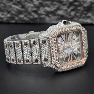 Montre automatique squelette de luxe pour homme en acier inoxydable avec moissanite VVS1 entièrement sertie, style hip-hop, bracelet avec fermoir, cadeau - Product Image 3