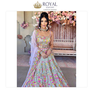 ชุดเลเฮนกาโชลีงานแต่งงานแบบกึ่งสำเร็จรูป ผ้าจอร์เจตต์เทียม ดีไซน์เนอร์คุณภาพพรีเมียม แฟชั่นล่าสุด ลดราคาพิเศษสำหรับผู้หญิง - Product Image 2