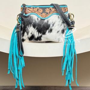 Bolso de mano personalizado para mujer, nuevo diseño, cuero mecanizado a mano, cierre de cremallera suave y cómodo, monedero de piel de vaca auténtica para mujer - Product Image 1