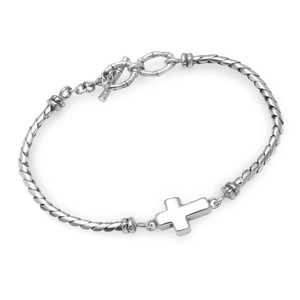 Faith Above All Sterling Silver Cross Pendant Bracelet 925 Sterling Silver Boho Dainty Jewelry Idea de regalo Venta al por mayor Precio a granel - Product Image 2