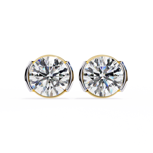 Pendientes de Oro de 18K con Diamantes Cultivados en Laboratorio, Diseño Único de Aro y Perno para Compromiso, Oro Rosa, Oro Blanco, Oro Amarillo - Product Image 2