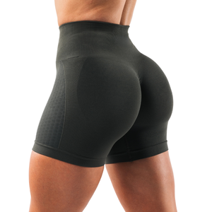 Shorts de sport pour femmes, noirs, sans couture, taille haute, contrôle du ventre, extensibles, pour la salle de sport, l'entraînement, le yoga, la remise en forme - Product Image 4