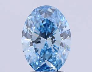 เพชรทรงรี 2.03 กะรัต สีฟ้าสดใส ระดับ VVS2 เพชรเพาะเลี้ยงในห้องปฏิบัติการ สำหรับทำเครื่องประดับ เพชร CVD - Product Image 1