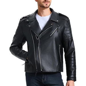 Custom <b>Slim</b> <b>Fit</b> Biker Leather <b>Jacket</b> for <b>Men</b> High Street Style OEM Factory Outerwear Stand Collar Front Logo for Bulk Orders - Product Image 6