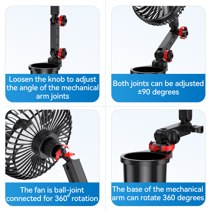 Shunwei SD-2704 USB Car Cup Holder Fan - 5W 3-Speed Quiet ABS Automotive Cooling Fan