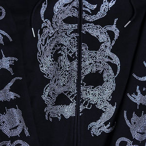 2025 100% algodón Unisex invierno gimnasio Sudadera con capucha Rhinestone decorado liso cremallera patrón sólido personalizado Color puro Abrigo con capucha OEM - Product Image 2