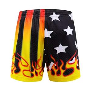 Short d'été en maille de basket-ball à cordon imprimé par sublimation pour hommes, short en maille respirant à séchage rapide et personnalisé - Product Image 4