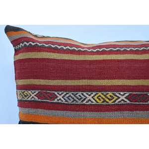 Multicolor Wool Kilim <b>Pillow</b> 28x28 Inch Decorative Cushion Vintage Pattern Woven Patchwork - Product Image 2