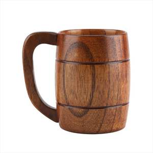 Taza de café de cerveza de madera de cerámica de color personalizado con taza de mango de madera taza de estilo único con mango de madera para Navidad - Product Image 3
