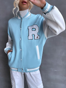 Veste matelassée d'hiver de qualité supérieure Veste universitaire Lettermen surdimensionnée imperméable Service OEM en cuir de laine - Product Image 3