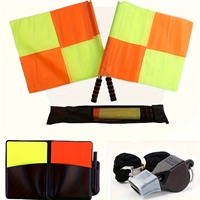 Kit complet d'arbitrage pour compétitions de football : cartes rouge et jaune, sifflet, drapeaux latéraux, banderoles et sac de rangement