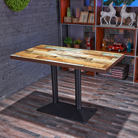 Ensemble table et chaises de restaurant, table à manger vintage en bois massif pour café d'hôtel, vente en gros